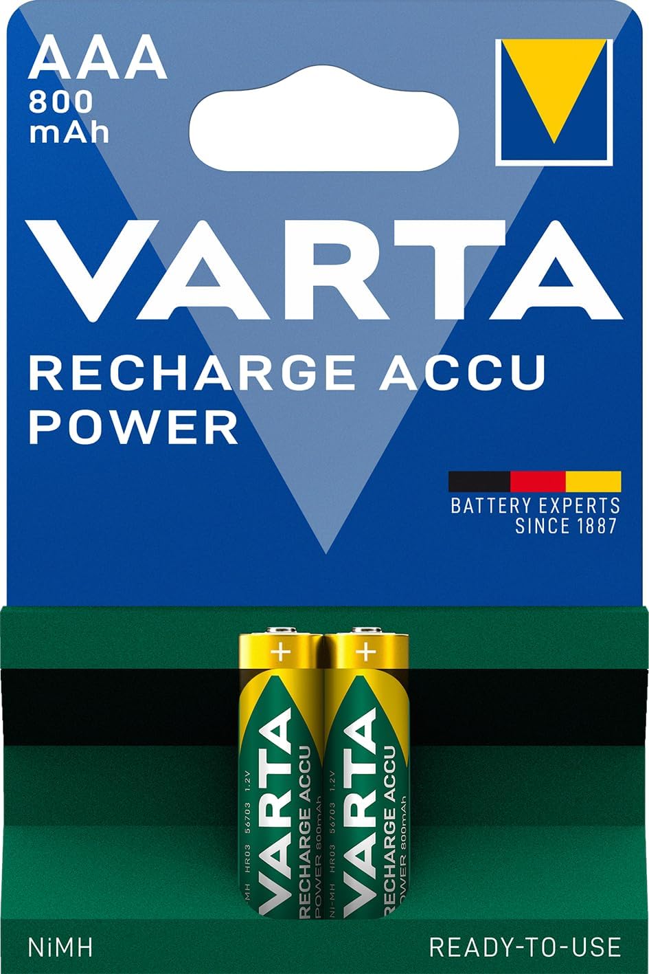 Alternative view of Rechargeable Accu 2 AAA 800 mAh R2U, yeşil/gri
