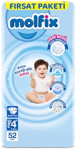 Alternative view of Molfix 3D Bebek Bezi 4+ Beden (9-16 Kg) Maxiplus, Fırsat Paketi, 52 Adet