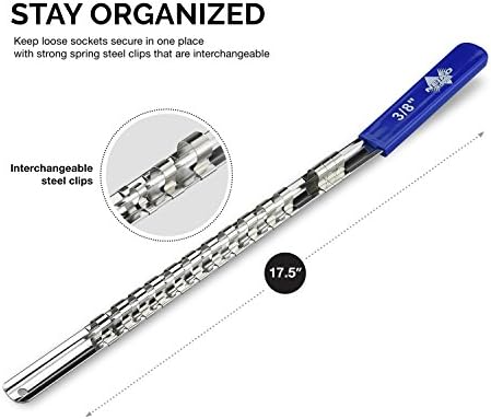 Neiko 03968A Ofset Saplı Soket Tutucu Ray, 3 Parça Düzenleyici Set | 1/4, 3/8 ve 1/2 inç Tahrik