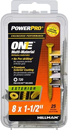 Power Pro Premium One Çok Malzemeli Düz Başlı Vidalar, Epoksi Kaplı Çelik, Ahşap, Metal,, Alçıpan ve Plastik, Bronz, # 25 Vida Kutusu