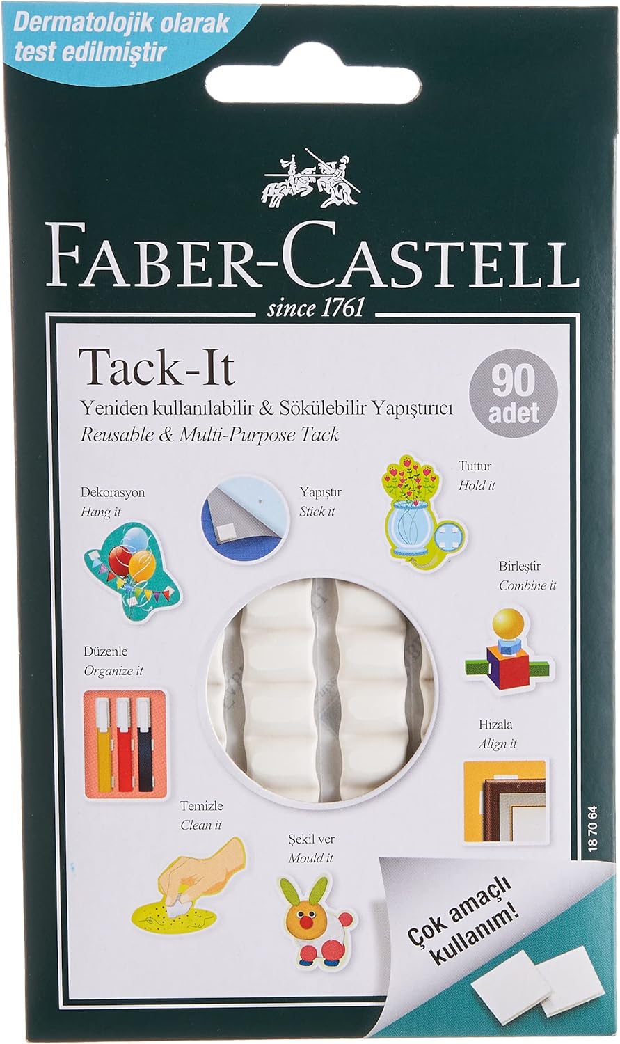 Alternative view of Tack-it Beyaz, 50 gr, 90 Parça, Yeniden Kullanılabilir Hamur Yapıştırıcı, Sökülebilir ve İz Bırakmaz