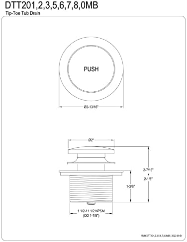 DTT206 Küvet Drenajına Uygun Yapılmıştır, 2-7/16 "~ 2-3/16" (U) x 2-13/16" (G), Parlak Nikel