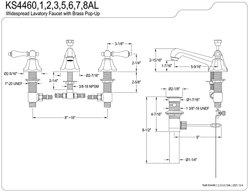 Alternative view of KS4467AL Metropolitan 20 cm Yaygın Tuvalet Bataryası Açılır Peruk, Pirinç, 12,5 cm Ağız Erişimi