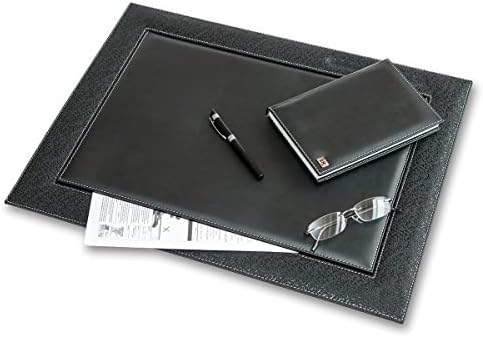 2K 4722 Sümen Takımı Deri Hilton Kenar Desenli Tek Parça Kapaklı Pad Sümen 55x42 cm, Siyah