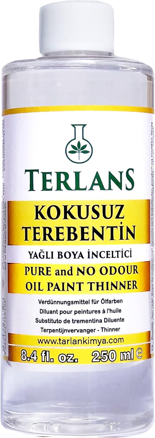 Kokusuz Terebentin 250 ml | Yağlı Boya İnceltici | Kokusuz, Düşük Uçuculu Profesyonel Resim Malzemesi ve Atölye Kullanımı için