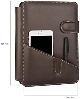 Alternative view of 2K 5292 Ajanda Tarihsiz Çizgili Deri Telefon Kılıflı 4 Halka Mekanizmalı Hesap Makineli Organizer, Kahverengi