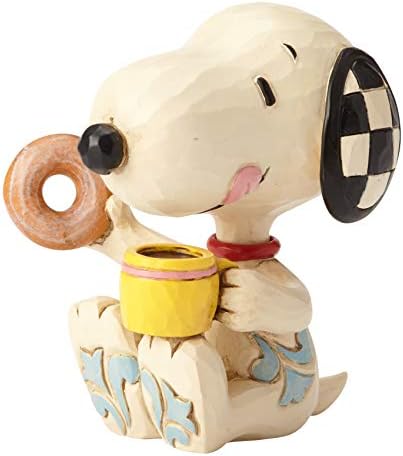 6001297 Jim Shore Peanuts Snoopy Donuts and Coffee Minyatür Heykelcik, 7,5 cm, Çok Renkli