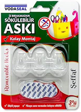 Alternative view of 53.01.055 3'Lü Şeffaf Iz Bırakmayan Askı, Şeffaf