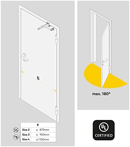 Alternative view of Kapı Hidroliği 300 Serisi Dar Tip Montaj Ayarlı (2-4) (40-80 kg) Kapı Yayı, Gümüş