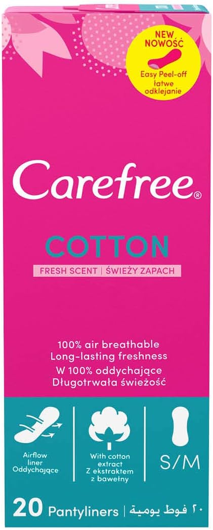 Carefree, Günlük Ped, Pamuklu, Fresh Parfümlü, 20'li