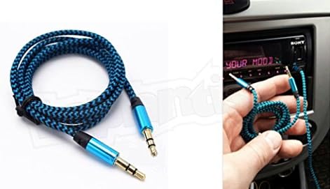 AUX 3.5mm Data Ses Örgü Kablo Mavi