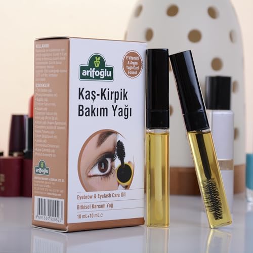 Kaş - Kirpik Bakım Yağı 20ml | 10ml Kaş Lip Kapak +10ml Kirpik Rimel Kapak olarak – Eyebrow and Eyelash Care Oil with Separate Applicators for Brows and Lashes