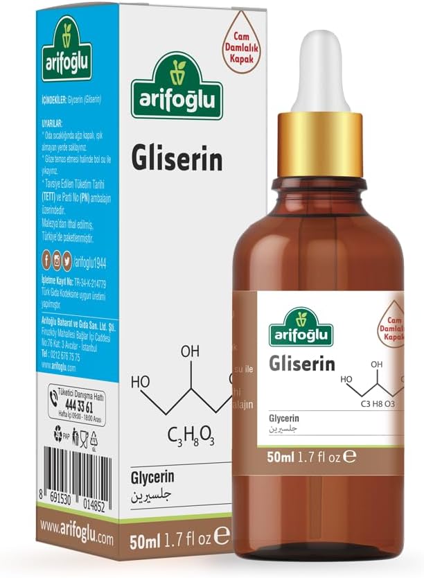 Gliserin 50ml | Cildinizi nemlendirir ve yumuşatır. Kuru ciltler için ideal doğal bakım sağlar / Glycerin 50ml, moisturizes and softens skin. Ideal for dry skin with its natural care