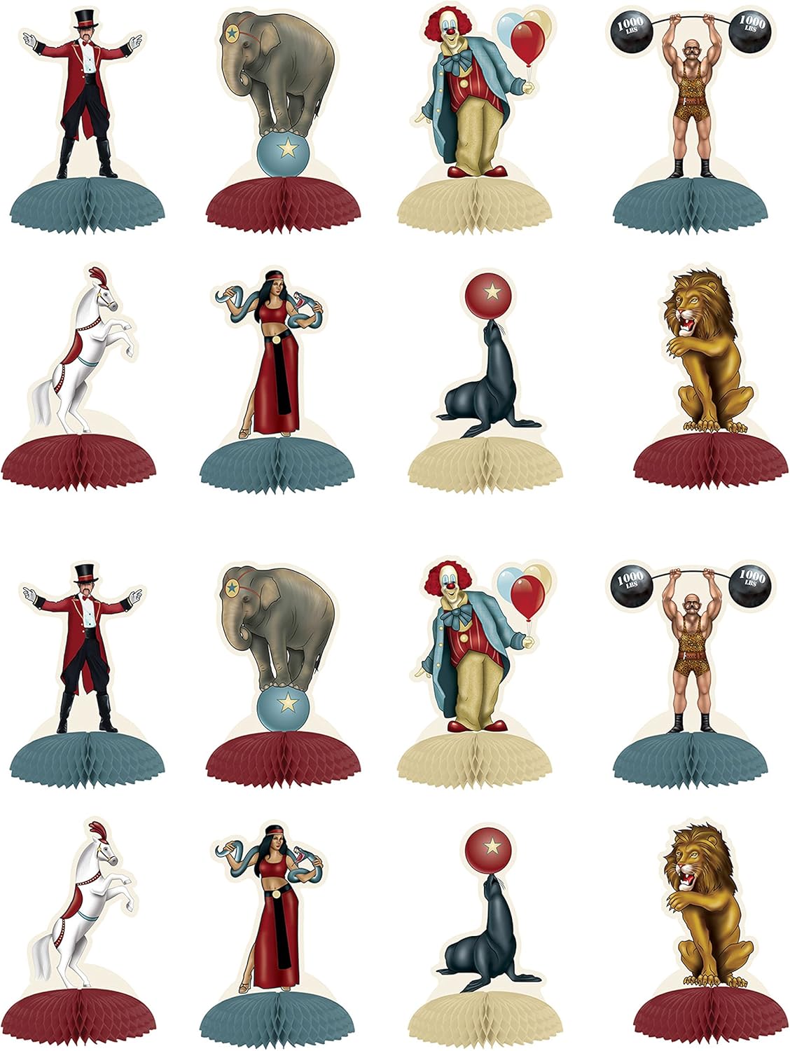 Alternative view of Circus Mini Masa Başlıkları, 16 Adet, 12,7 cm, Çok Renkli