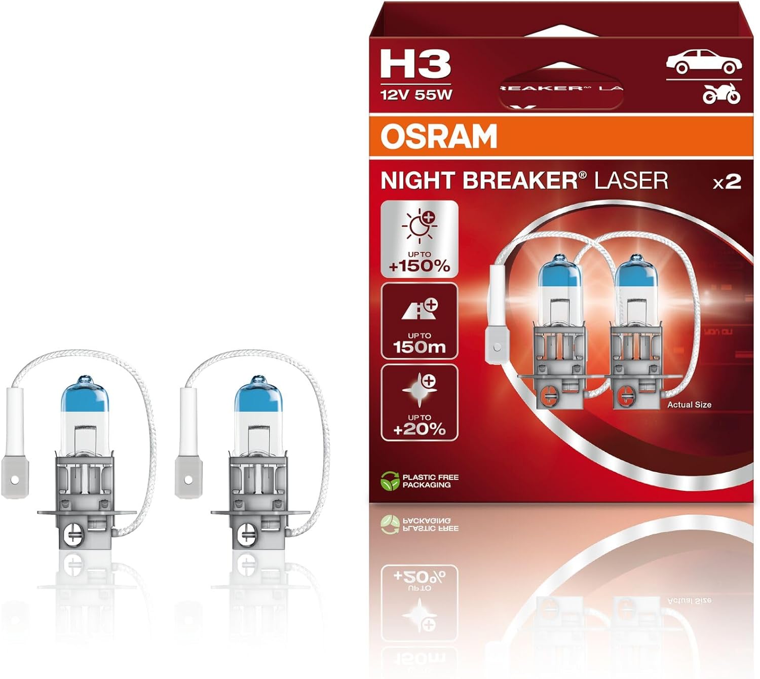 Alternative view of Night Breaker Laser H3 Ampul 64151NL -%150 Daha Fazla Işık