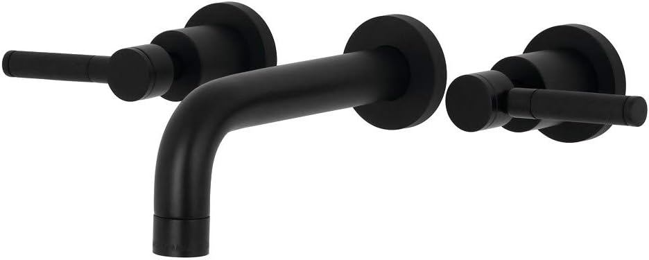 KS8120DKL 20 cm Merkez Duvara Monte Banyo Musluğu, Mat Siyah