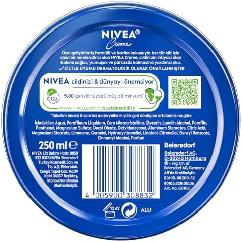 Creme Nemlendirici Bakım Kremi 250 ml,Eucerit, El,Yüz,Vücut İçin,Paraben İçermez, Tüm Cilt Tipleri,