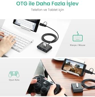 USB A/USB C to 4 Port USB 3.0 Hub Çoklayıcı Siyah 1 Metre