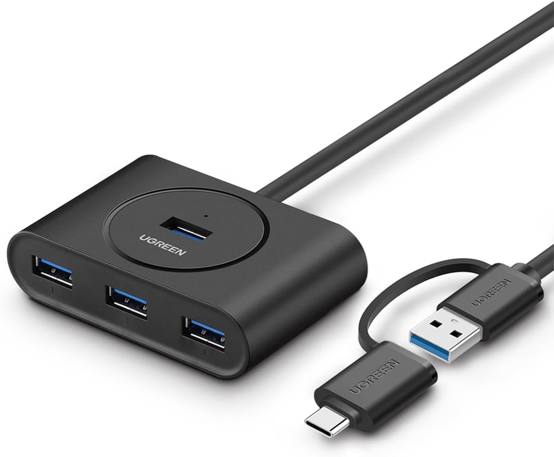 Alternative view of USB A/USB C to 4 Port USB 3.0 Hub Çoklayıcı Siyah 1 Metre