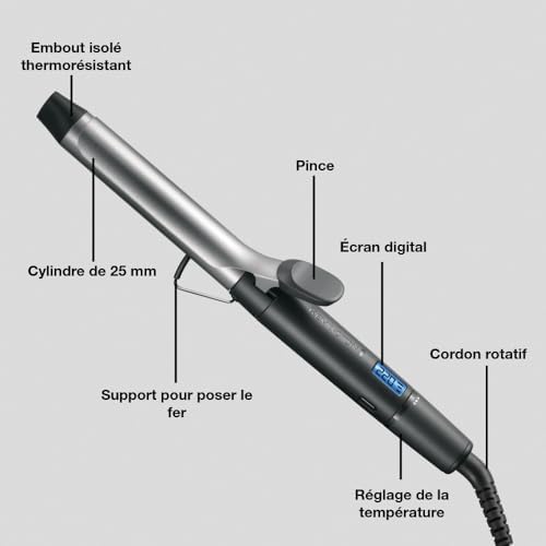 Alternative view of Saç Maşası Pro Soft Curl , Yumuşak, Doğal Bukleler için 25 mm, 4 Kat Koruma, Antistatik Seramik Turmalin Kaplama, Dijital Ekran, 10 Sıcaklık Ayarı, Gümüş / Gri Ci6525