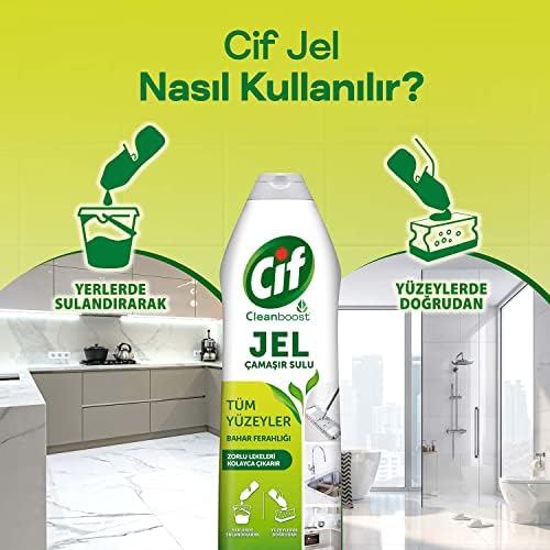 Cif Jel Yüzey Temizleyici Cleanboost Tüm Yüzeyler için Leke Çıkarıcı Çamaşır Sulu Ferahlığı 750 ml