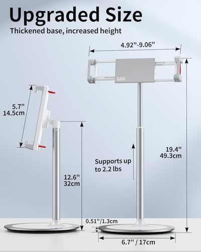 Tablet Standı Tutucu, Ayarlanabilir Telefon Standı, 360 Derece Döner, Alüminyum Alaşımlı Cradle Masaüstü Tutucu 4.7"-12.9" Ekran Telefonları için (Gümüş)