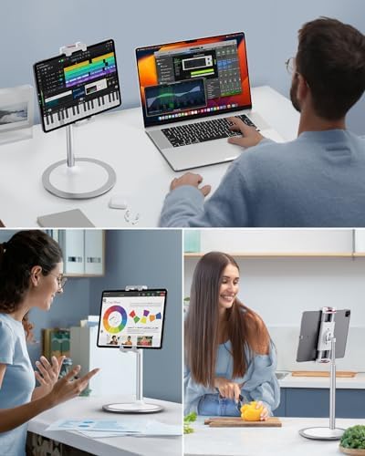 Alternative view of Tablet Standı Tutucu, Ayarlanabilir Telefon Standı, 360 Derece Döner, Alüminyum Alaşımlı Cradle Masaüstü Tutucu 4.7"-12.9" Ekran Telefonları için (Gümüş)