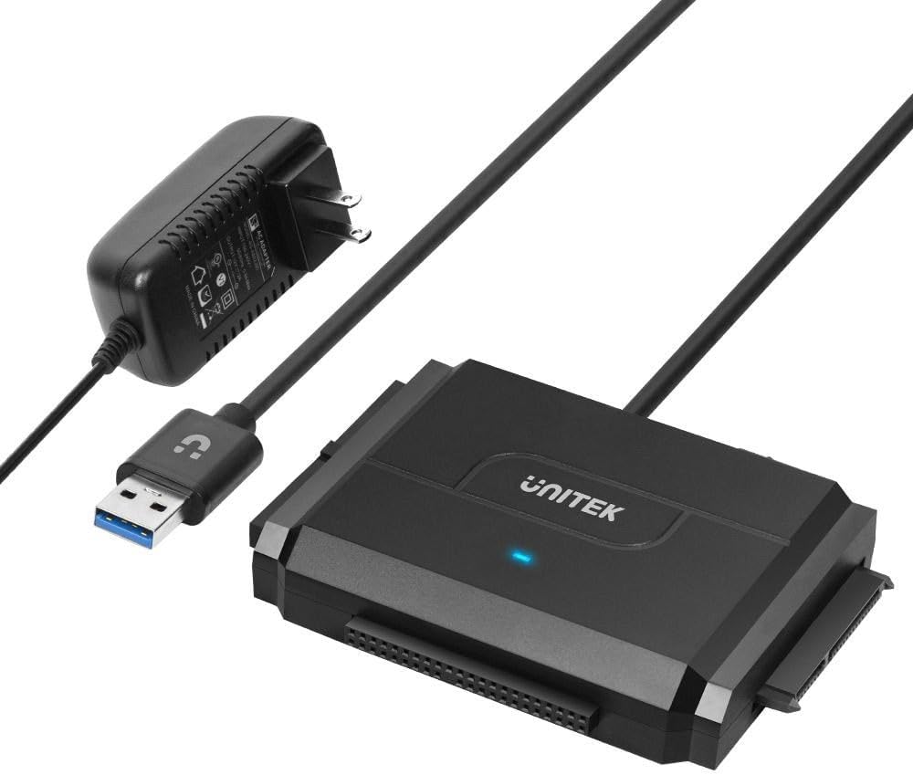 Alternative view of UNITEK SATA/IDE auf USB 3.1 Adapter Festplattenadapter für 3 Festplatte 2,5" 3,5", SATA IDE HDD SSD mit 12V 2A Netzteil, Unterstützung 10 TB