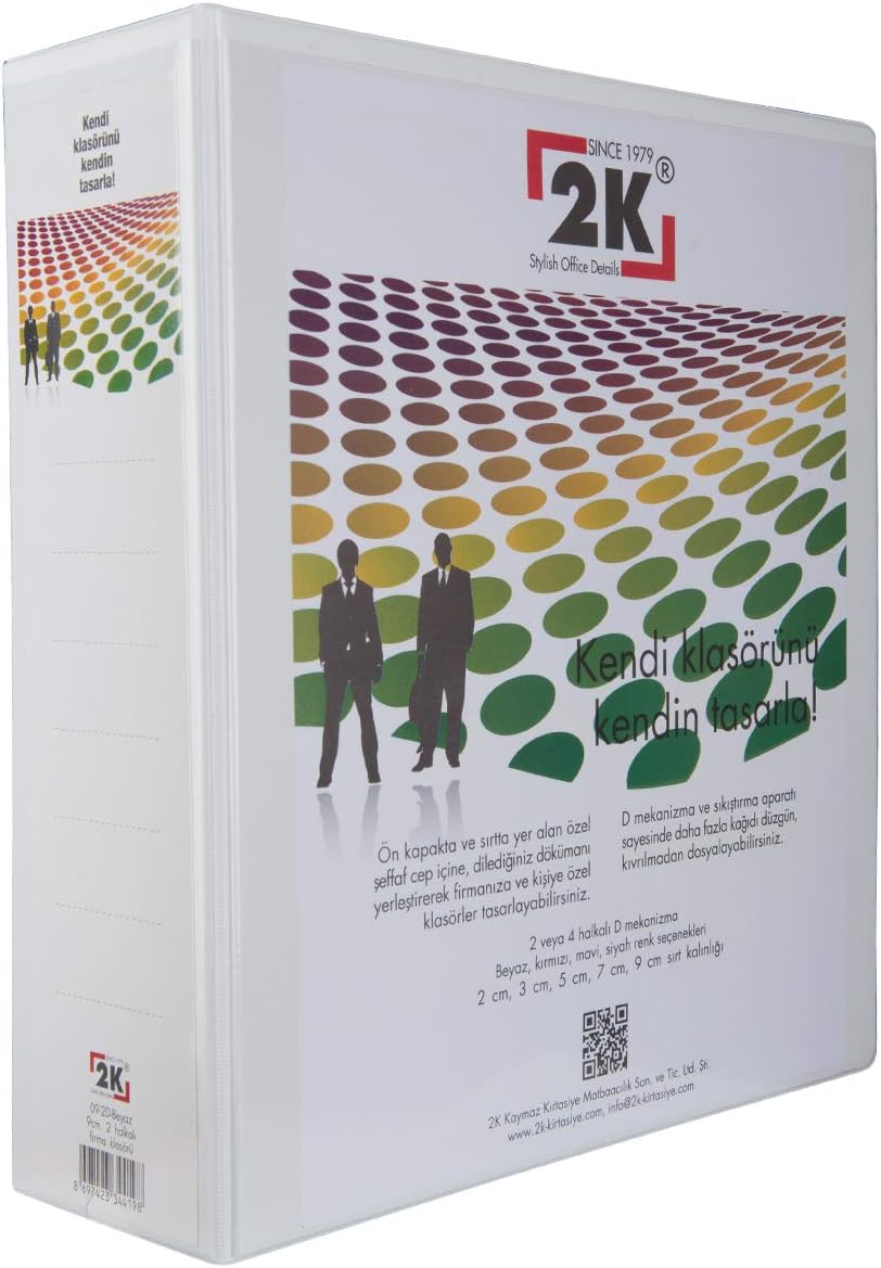 Alternative view of 2K 904B Klasör A4 PVC/Plastik Tanıtım/Sunum/Prezentasyon/Arşiv Dosyası 9 cm. Sırt 4 Halka D Mekanizma Kutu İçin 6 Adet, Beyaz