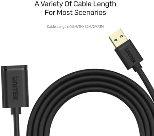 Alternative view of UNITEK USB 3.0 A Fiş USB A Jak/Uzatma Kablosu / 2 Metre, Siyah/Uzatma Yazıcı, Klavye, Kart Okuyucu vs. için/Y-C459GBK