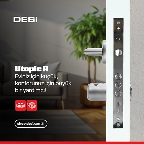 Alternative view of Desi Utopic R Motorlu Silindir Akıllı Kilit, Telefondan Kontrol ve Şarj Edilebilir Pilli Akıllı Kapı Kilidi - Kolay Montaj, Deliksiz Montaj