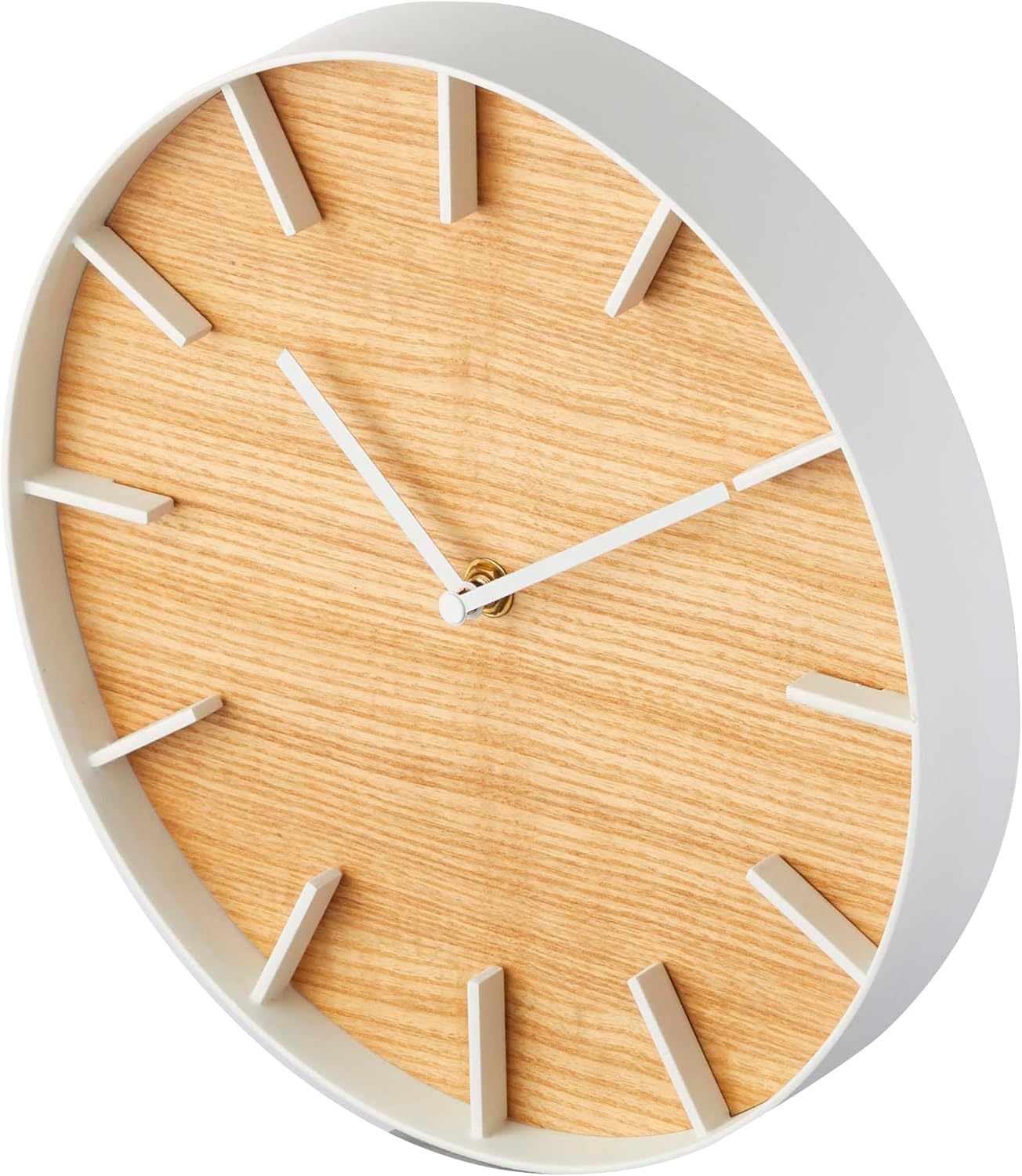 4109 RIN duvar saati, beyaz, çelik/plywood, minimalist tasarım, 26,5 x 4,2 x 26,5 cm (U x G x Y)