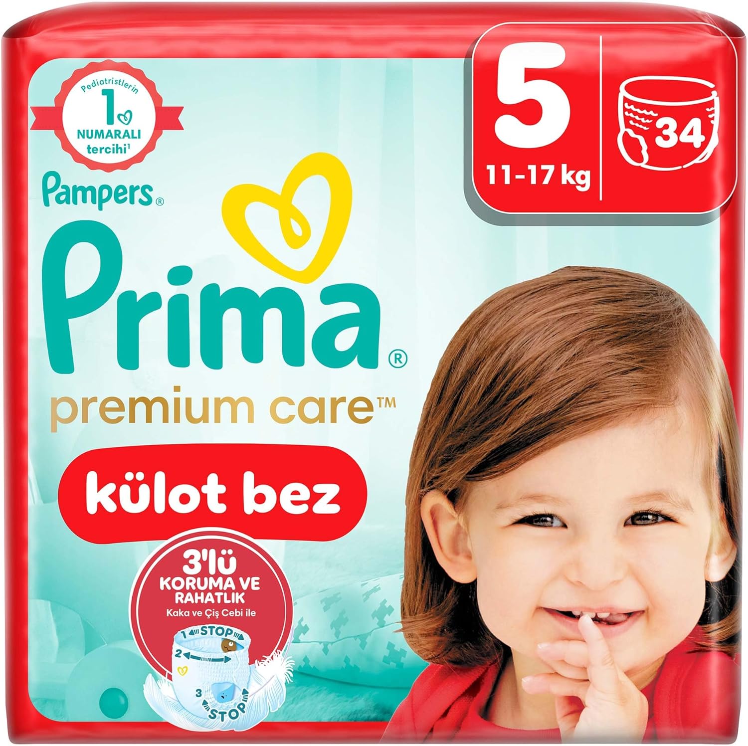 Külot Bebek Bezi Premium Care 5 Numara 34'lü 11-17 kg
