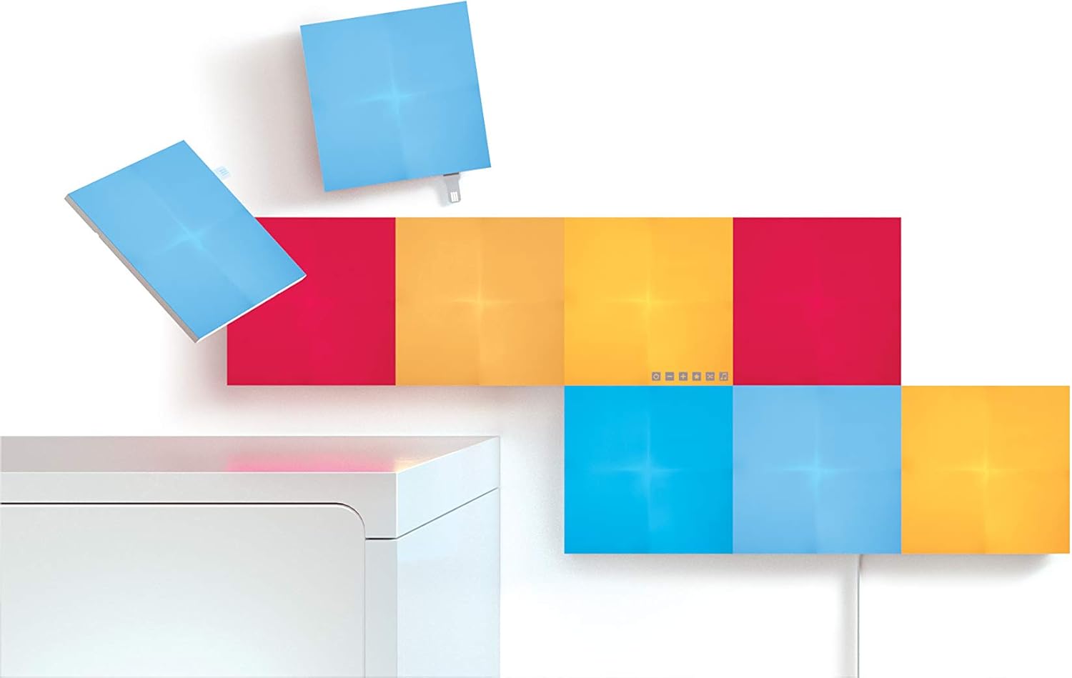 Canvas Starter Kit, 9 LED RGBW Akıllı Işık Oranı - Modüler WLAN LED Paneller, 16 milyon renkli duvar lambası iç, müzik ve ekran senkronizasyonu, Alexa, dekorasyon ve oyun ile