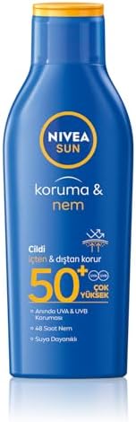 SUN SPF50 Güneş Koruyucu Losyon 200ml, 48 Saat Nemlendirici, Suya Dayanıklı, Anında Koruma