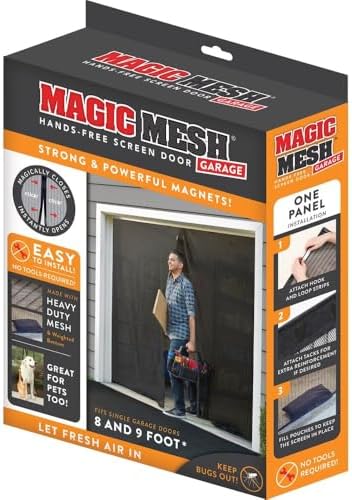 Mesh Garaj - Eller Serbest Manyetik Ekran Kapısı, Tek Garaj Kapılarına Uyar - 8 ve 9 Ayak