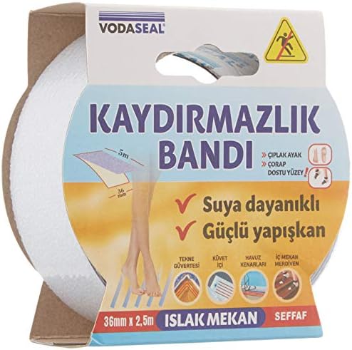 Islak Mekan Kaydırmazlık Bandı, 36mmx2.5, Şeffaf