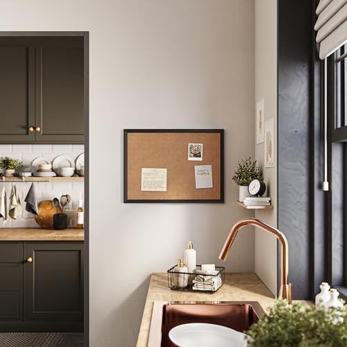 U Brands Mantar Bülten Panosu, 45,7 x 50,8 cm, Siyah Alüminyum Çerçeve (2879U00-01)