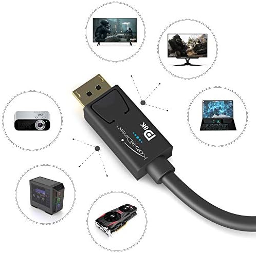 Alternative view of – 5m – DisplayPort kablosu, DP 1.4, VESA sertifikalı (60Hz'de 8K, 144hz, HDR10-oyun monitörleri için ideal, Freesync/G-Sync, resmi olarak VESA yönergelerine göre test edilmiştir, siyah)