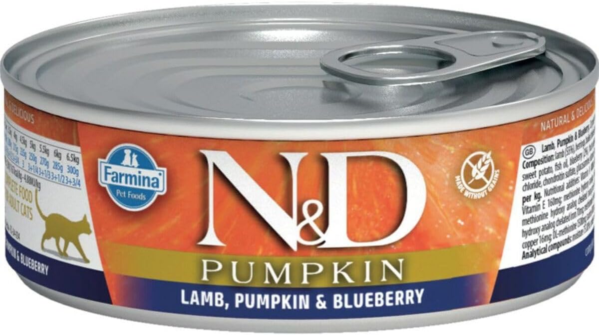 N&D Pumpkin Yaş Kedi Maması, Kuzu & Yabanmersinli, Yetişkin, 70 Gr