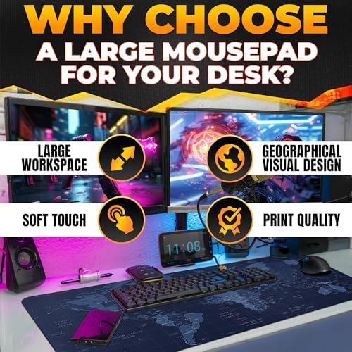 Alternative view of World XXL Profesyonel Ekstra Büyük Mouse Pad ve Bilgisayar Oyunu Mouse Mat Oyun Klavyesi Kaymaz Mouse Pad'ler Masa için 89,9 cm x 39,9 cm Ev Ofis Masa Pedi Klavye ve Oyun Pedi için Fare Altlığı