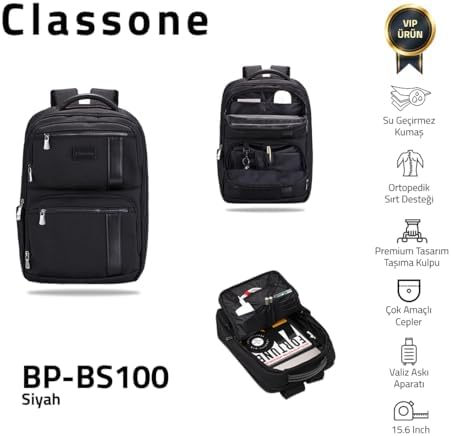 Alternative view of BP-BS100 VIP B1 - Serisi 15.6 inch Uyumlu WTX Pro Su Geçirmez Kumaş Laptop Sırt Çantası -Siyah