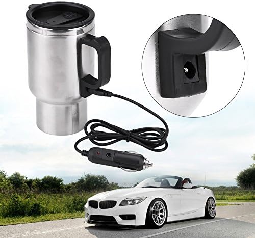 Alternative view of Taşınabilir Araba Su Isıtıcısı, Adaptörlü Elektrikli Isıtmalı Paslanmaz Çelik Kupası Kupası, Gümüş, 450ml