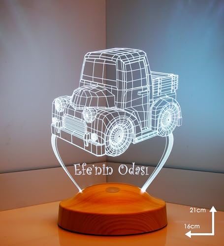 Alternative view of Çocuk Bebek Odası Lambası 3D Kamyon Araba 3 Boyutlu Led Lamba, Yenidoğan Hediyesi Erkek Bebek Çocuk Hediyesi