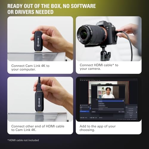 Alternative view of Cam Link 4K, Harici Kamera Yakalama Kartı, ile Akış ve Kayıt, Video Kamera, Video Konferans, Ev Ofis, Oyun, OBS, Yakınlaştırma, Ekipler, PC/Mac için 1080p60 Webcam olarak ActionCam