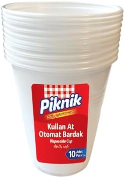 Piknik Kullan At Plastik Bardak Otomat 10'lu Beyaz 1481