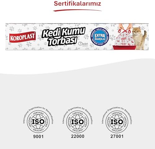 Büzgülü Kedi Kumu Poşeti 7'li Set, 82x50 cm Güçlü Büzgülü Kolay Bağlama, Pratik Sızdırmaz Kullan-At Torbası, Kedi Tuvalet Kabına Uygun, Hijyenik Temizlik Sağlayan Kedi Kumu Torbası