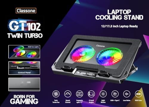 Alternative view of GT102 Gaming Laptop Soğutucu, 2200rpm, Rgb Işıklı, Led Display, Notebook Soğutucu Stand
