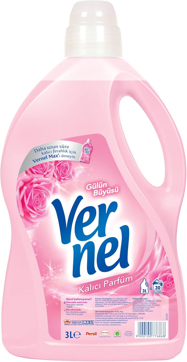 Vernel Gülün Büyüsü Kalıcı Parfüm 30 Yıkama Çamaşır Yumuşatıcısı (1 x 3000 mL)