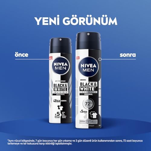 MEN Erkek Sprey Deodorant & Invisible Original 150 ml,72 Saat Anti-Perspirant Terleme ve Ter Kokusuna Karşı Koruma,Kıyafetlerde Leke Karşıtı,Erkeksi Koku,Etil Alkol İçermez